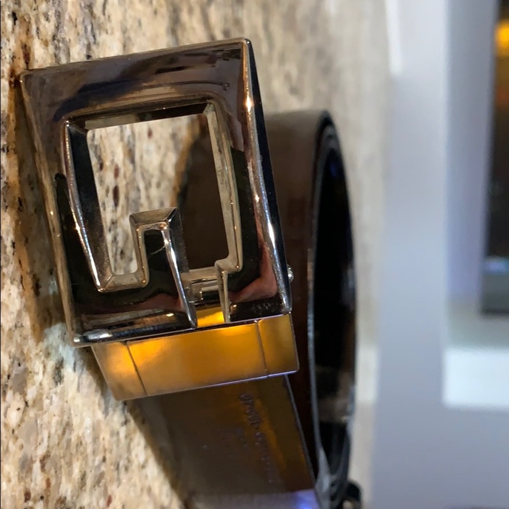 Gucci two tone black and brown leather belt